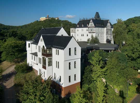 Vogelperspektive des Hotel Haus Hainstein in Eisenach am Fuße der Wartburg