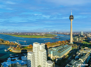 Der Rhein fließt durch die Ingelheimer Innenstadt