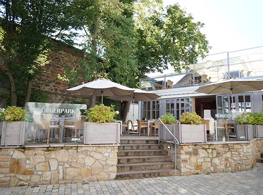 Der schöne Terrassenbereich des Bürgerpark Schäppchen